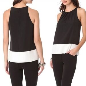 THEORY Sleeveless Silk Blend Shell Top Colorblock Blouse Minimalist Womens XS